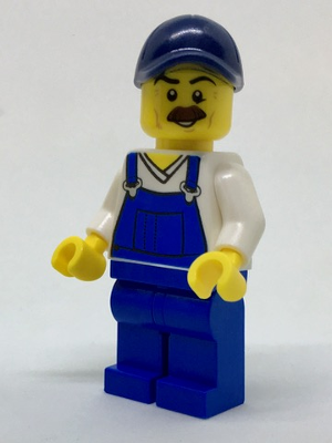 LEGO Minifigure-Beach Janitor - Blue Overalls and Dark Blue Cap-Town / City-cty765-Creative Brick Builders